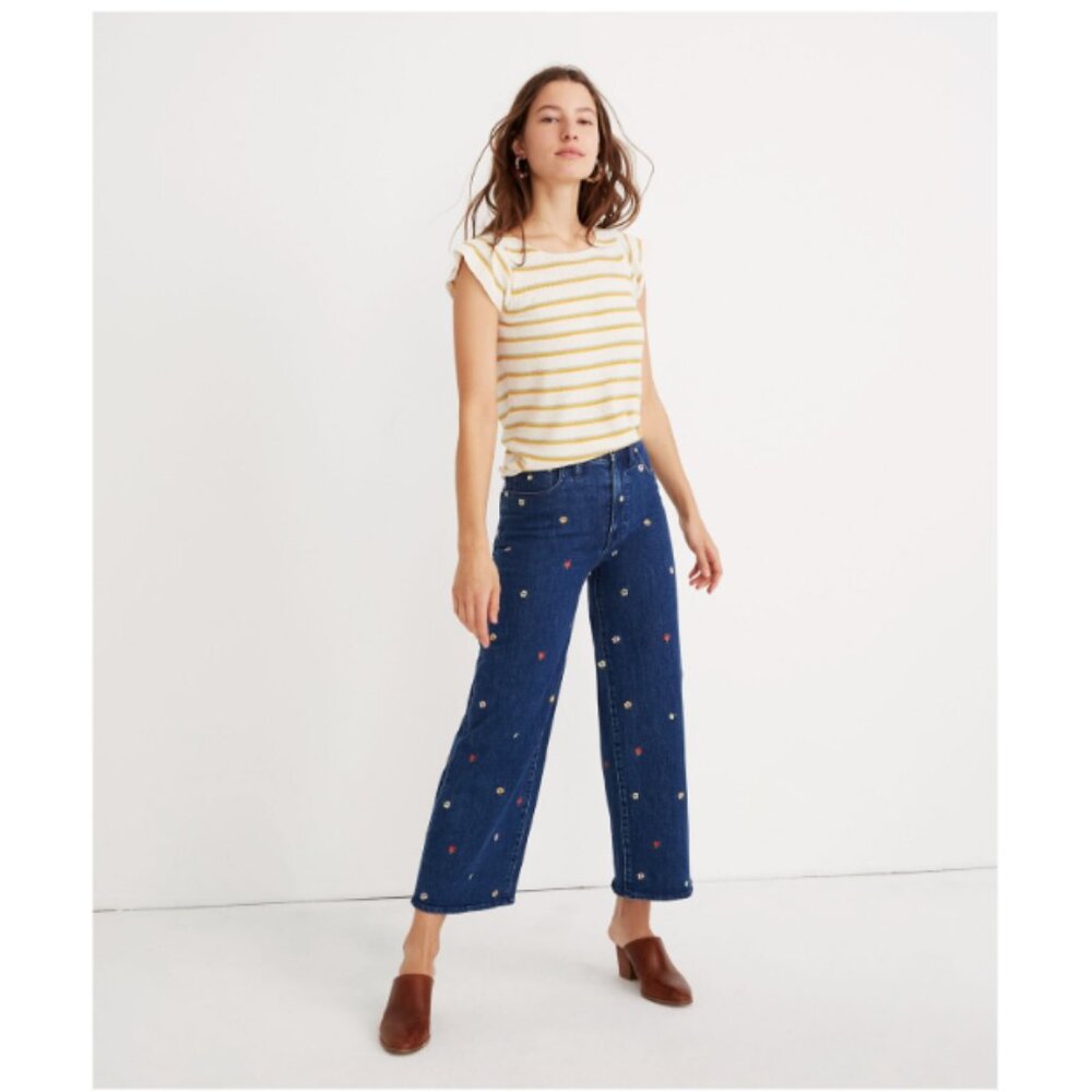 Madewell Wide-Leg Crop Jeans: Confetti Floral Embroidered Edition 24 XS